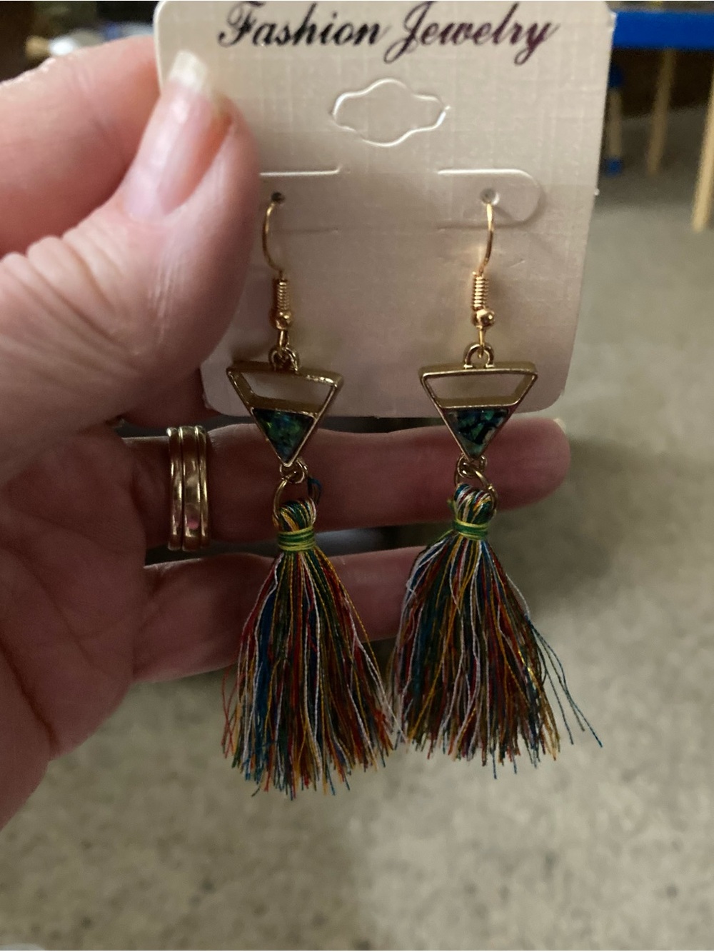 Fashion Jewelry Gold-Tone Multicolor Thread Tassel Pierced Earrings NEW